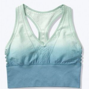 Victoria’s Secret PINK boho ombré’ sports athletic bra Sz Large L blue green